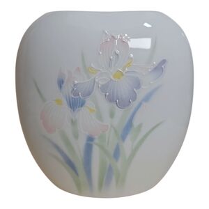 Otagiri Japan Pastel Hand Painted Moriage Iris Porcelain Vase Vintage